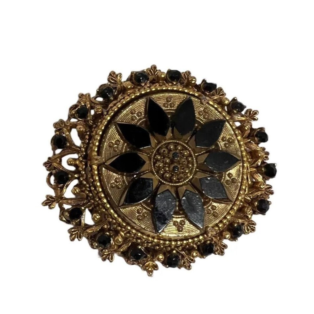 Vintage Florence brooch with lucite and glass with gold accents. VJSE